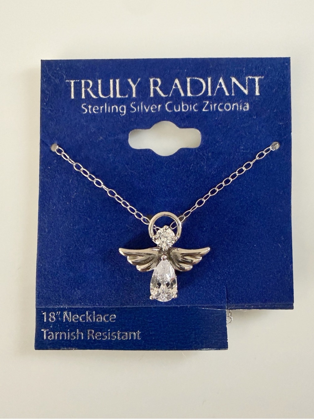 Truly Radiant Angel Sterling Silver Cubic Zirconia Necklace 18”